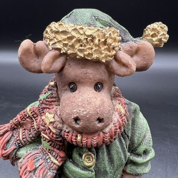Jubilee Giftware Christmas Moose Hat Scarf Pet Figurine 5" Glitter - Picture 2 of 12